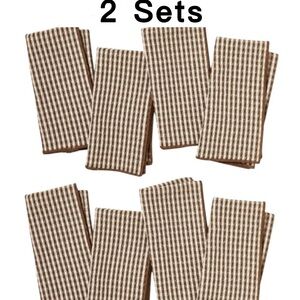 8 Serged Edge Gingham Cloth Napkins Brown - Hearth & Hand Magnolia